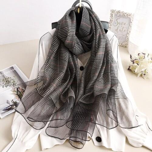 New Woman Scarf Silk Scarf Women Soft Long Autumn Winter Scarves Solid Plaid Shawls And Wraps Quality Foulard Pashmina Hijab