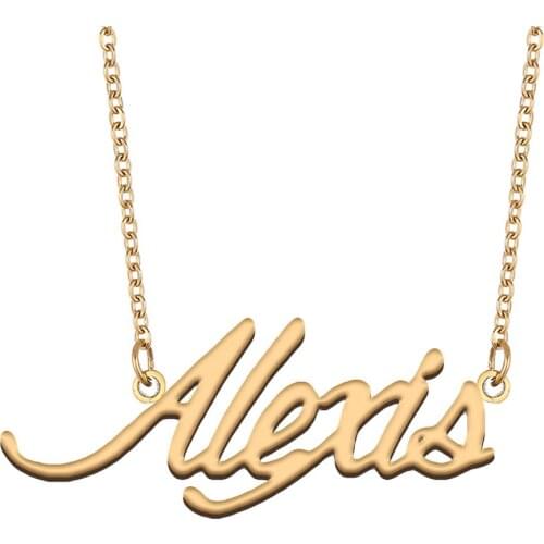 Alexis Name Necklace for Women Stainless Steel Jewelry 18k Gold Plated Alphabet Nameplate Pendant Femme Mother Girlfriend Gift