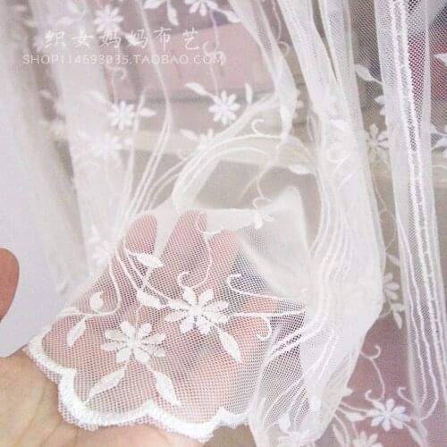 Romantic French style Tube Curtain Mesh Fabric Embroidered flowers for kitchen half curtains valance cafe window 2019 new hot sa