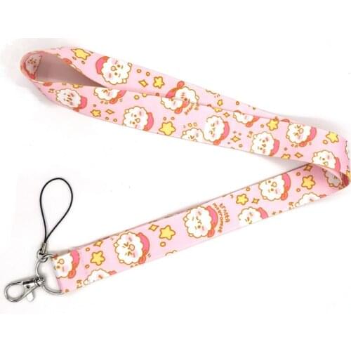 Cartoon Animal Pink Lanyards For Keys USB Gym ID Card Badge Holder Keychain Webbing Mobile Phone DIY Hanging Rope Accessories