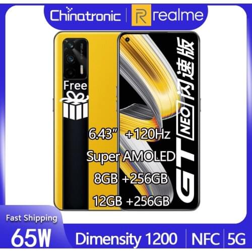 New realme GT Neo Flash Edition 256GB 5G Mobile Phone 6.43"120Hz Super AMOLED Dimensity 1200 Octa Core 65W Fast Charge 64MP NFC