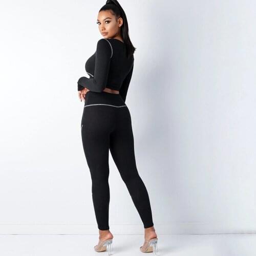 Sports Yoga Sets Gym Clothing Women Sexy Workout Active Wear 2 Pieces Lumbar Solid Warm Clothes JumpSuit Sport Fitness Base Wear