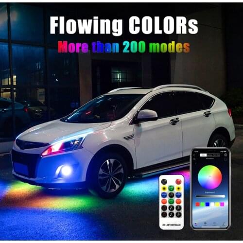 Remote Control APP Bluetoot RGB LED Strip Under Car Tube Underglow Underbody System Neon Light Car Chassis Atmosphere Light