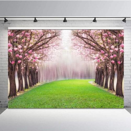 Spring Flower Forest Photography Backdrops Green Meadow Misty Wonderland Photo Background Children Backgrounds for Photo Studio
