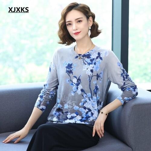 XJXKS 2021 autumn new high-quality digital printed sweater women pullover comfortable women cashmere knitted sweater