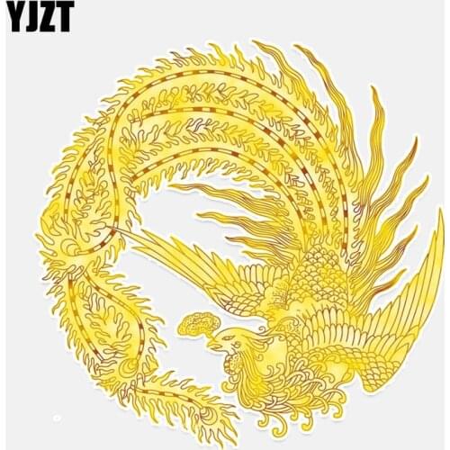 YJZT 13.8*13.8CM Phoenix Golden Flying Wings Decor Car Sticker PVC Colored Personalized High Quality 11A0086