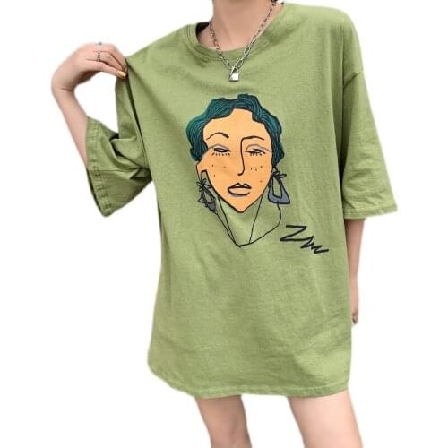 NYFS 2021 Korean New Summer Kimono womens T shirt Loose big size Women Cotton print Tops Blusas Camisa Mujer