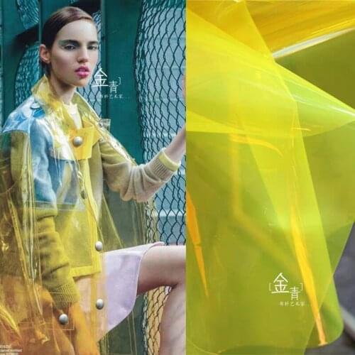 0.3mm TPU Fabric PVC Yellow Jelly Plastic Film Waterproof DIY Windbreaker Raincoat Cosplay Crystal Bags Decor Designer Fabric