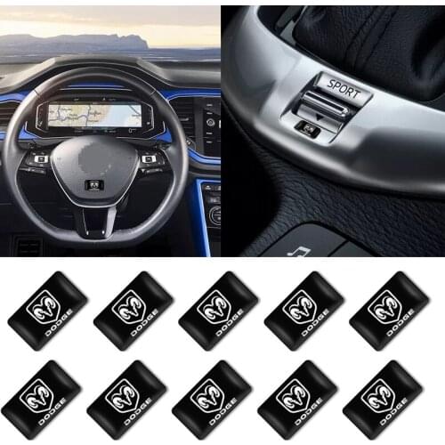10pcs New Car Style Decorative Badges Steering Wheel Decal Sticker for Dodges Challenger RAM 1500 Charger Avenger Caliber Nitro
