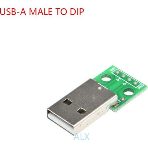 10PCS USB A-type 2.0 MALE plug TO DIP BOARD PITCH 2.54MM usb-a USB-2.0 male plug CONNECTOR Converter adapter