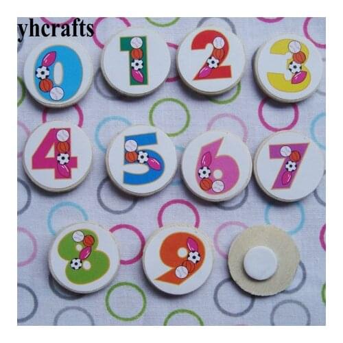 100PCS/LOT 0-9 numbers wood stickers bee ladybug animals smile stickers Fridge stickers Self learning Teach your own Crafts