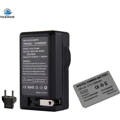 1200mAh DB-L40 DBL40 DB-L40A DBL40A Digital Camera Battery + AC Charger for Sanyo VPC-HD700 VPC-HD800 HD1 HD2 DMX-HD700 HD1A