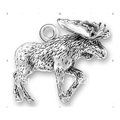15pcs a lot antique silver plated moose charms jewelry accessory