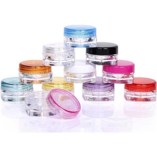 210pcs 3G/3ML Square Bottom Shape Cosmetic Sample Packing Empty Containers Bottles Plastic Clear Pot Jars for Cosmetic jar