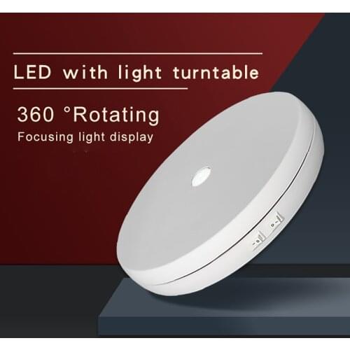 25cm Electric Rotary Rotating Jewelry Watch Display Stand Base Jewellery Rotary Motorized Turntable with LED Light Load 15KG