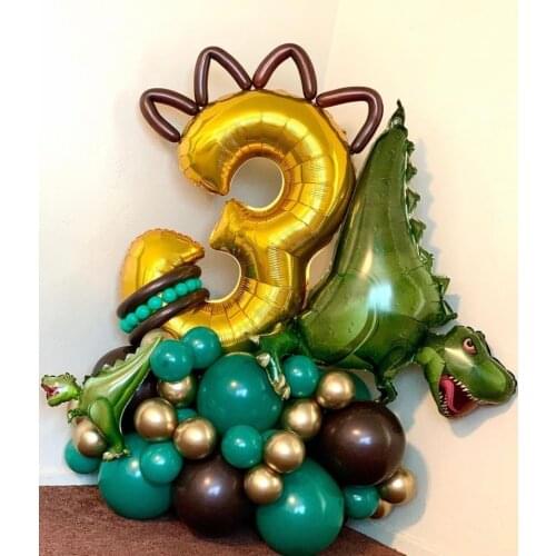 45pcs/Set Dinosaur Balloon 32inch Foil Number Dragon Balloon Set Kids Boys Birthday Party Globos Baby Shower Decoration Air Ball