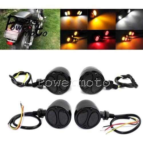 4x M10 LED 3 In 1 Turn Signal Light Custom Integrated Tail Brake Running Light Retro Bullet Indicator Flasher Universal Blinker