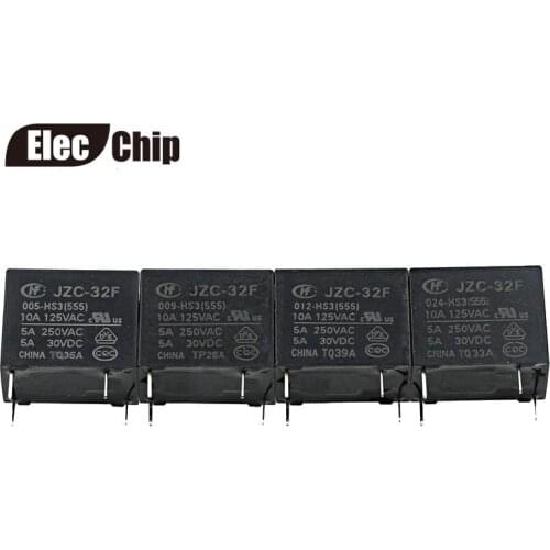 5PCS/lot Power relays HF32F JZC-32F-005-HS3 JZC-32F-009-HS3 JZC-32F-012-HS3 JZC-32F-024-HS3 5A 250VAC 4PIN