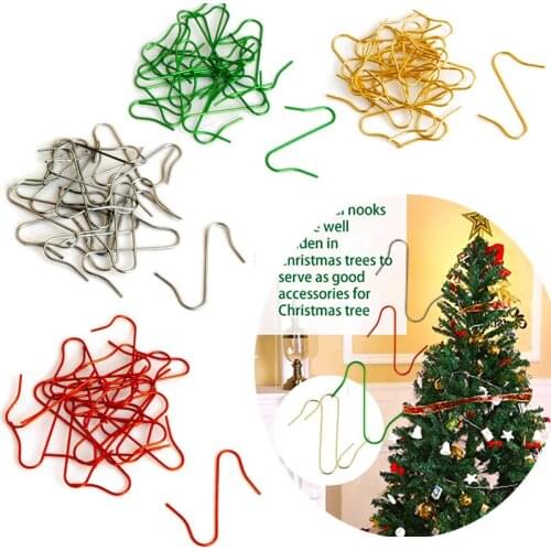 50Pcs Christmas Ornament Hooks Xmas Tree Decor Hanger Hooks S-Shaped Hook For Christmas Tree Decorations Hooks Supplies Navidad