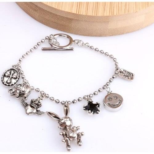 925 silver bunny and bear pendant women chain bracelets charming animal jewelry