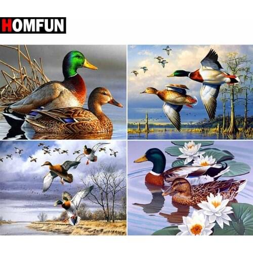 HOMFUN Full Square/Round Drill 5D DIY Diamond Painting "Animal duck landscape" Embroidery Cross Stitch 5D Home Decor Gift