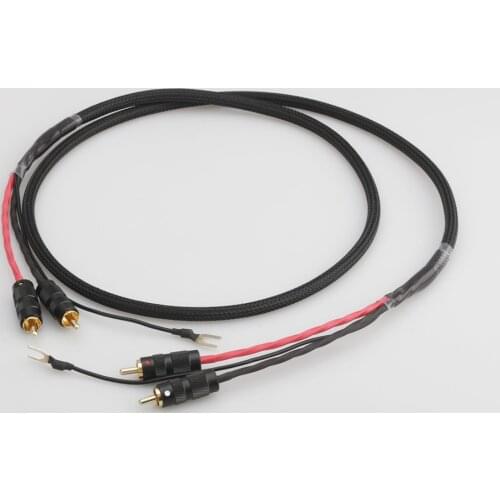 Audiocrast 2 RCA to 2 RCA ground U spade plug Audio Phono Tonearm Cable with Ground Wire for LP Vinyl Record player signal cable