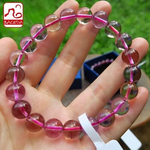 Baceda help digestive organs enhance memory and attention Natural Crystal Ametrine Bracelet for Women or Men with Box