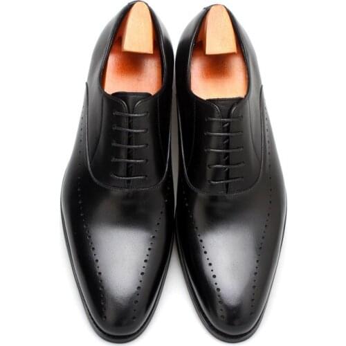 British Retro Brogue Shoes Mens Genuine Leather Dress Oxfords Elegant Black Wedding Shoes Grooms Gentleman Business Wear Felix