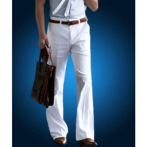 Suit pants Hot 2020 New Mens Flared Trousers Formal Pants Bell Bottom Pant Dance White Suit Pants Formal pants for Men Size 37