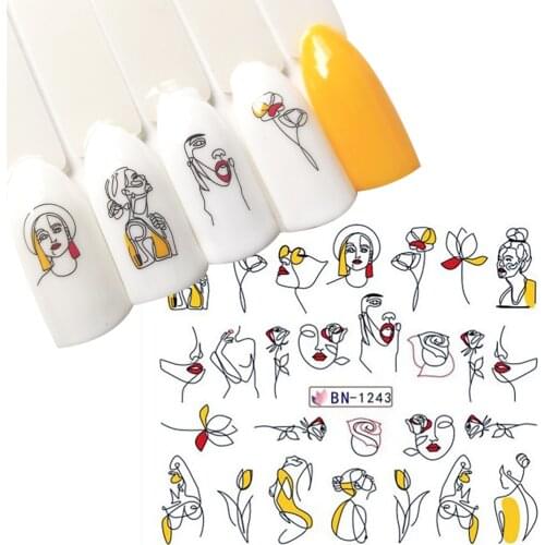 1pcs Black Russian Letter Word Nail Stickers Line Sexy Girl Nail Decals Tattoos Sliders Water Transfer Stickers Manicure 2019