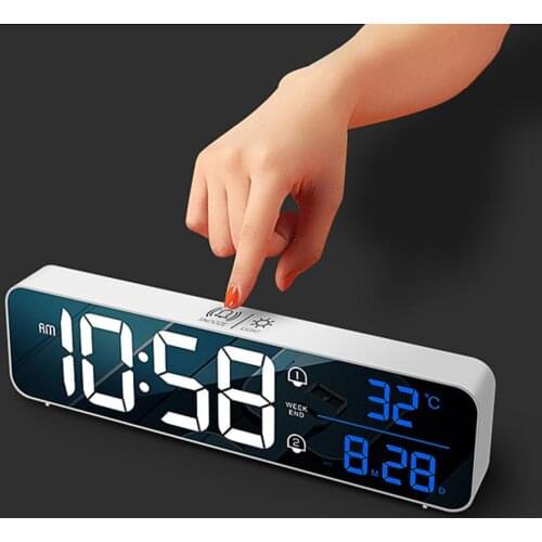 Music LED Digital Alarm Clock Temperature Date Display Desktop Mirror Clocks Home Table Decoration Electronic Clock 2400 MAh