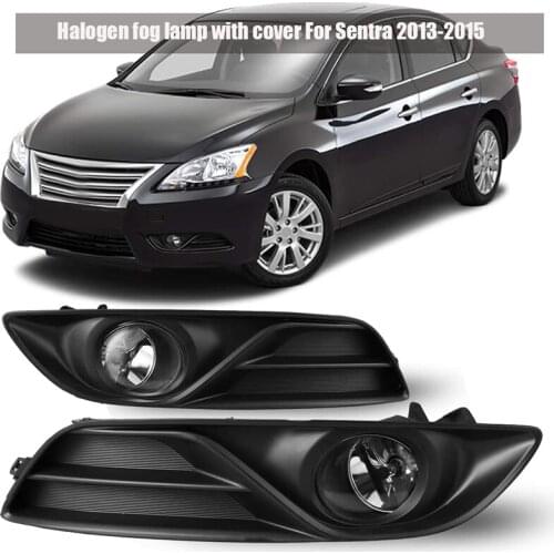 For Nissan Sentra 2013-2015 Pair Front Bumper Halogen Fog Light Lamp Assembly with Cover + Harness Switch