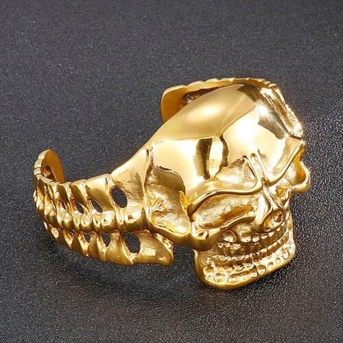 European and American domineering stainless steel jewelry punk skull ghost head mens bracelet titanium steel bracelet