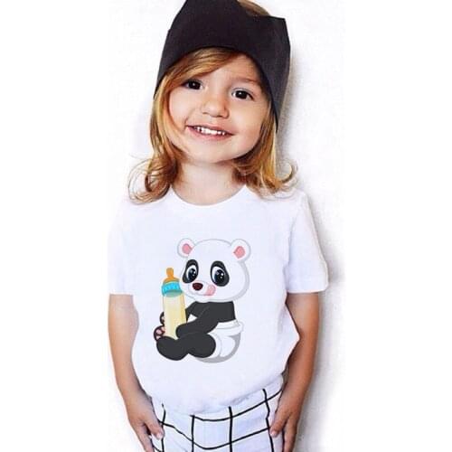 New Short Sleeve Casual Girls Shirts 24M-9T Cartoon Panda Mermaid Painter T-shirt Kids Baby Summer Clothes Fashion T Shirt Boy