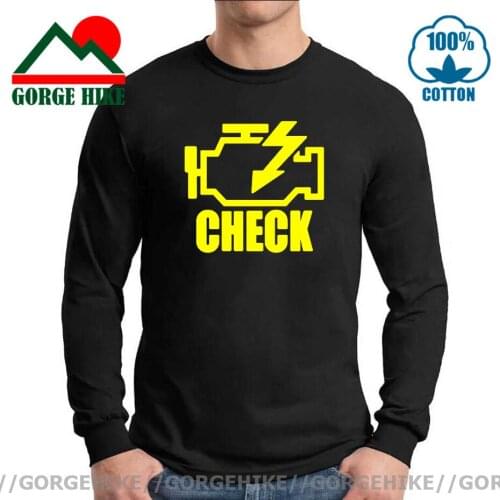 Mechanic Auto Repair Check Engine Light T-Shirt Funny Birthday Gift For Men Daddy Father Husband Long Sleeve Cotton T Shirt Tees