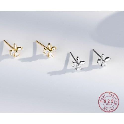 HI MAN 925 Sterling Silver Plated 14K Gold Temperament Inlaid Zircon Earrings Women Simple Birthday Gift Jewelry