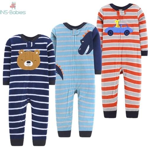 New Autumn Baby Girls Clothes Winter Newborn Rompers With Zippers Children Fleece Jumpsuit Cute Long Sleeve Boys Infants 9-24m