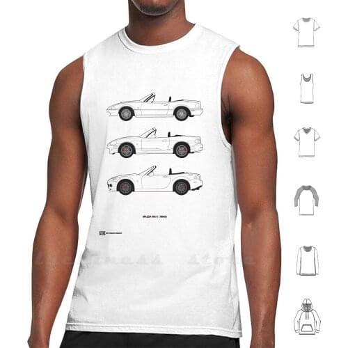 Mazda Mx - 5 Tank Top Cotton Vest Sleeveless Mazda Mx Mx5 Mx 5 Jdm Japan Car Auto Convertible Rex Designs