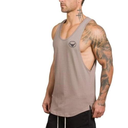 Muscle guys Brand Fitness Clothing Mens Tank Tops Cotton Low Cut Gyms Vest Sexy Mens Tank Man canotte bodybuilding Stringer