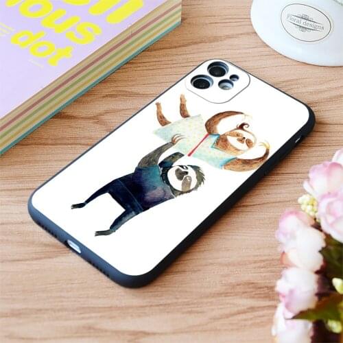 For iPhone Slothy Dancing Sloth Couple Print Soft Matt Apple iPhone Case 6 7 8 11 12 Plus Pro X XR XS MAX SE