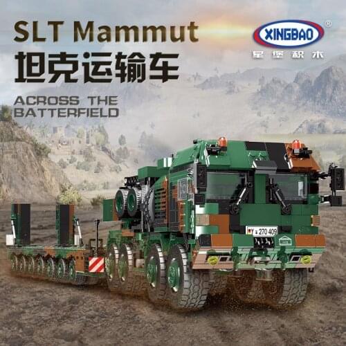 New Xingbao Germany Mlitary Weapons Series 1912pcs SLT2 Mammut Tank Transport Trailer Building Blocks Bricks Military Model Kits
