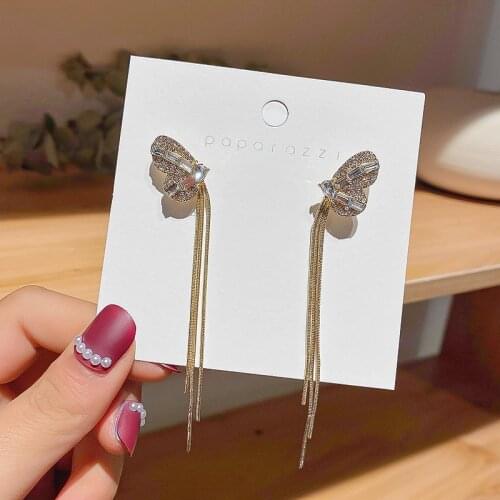 2020 New Arrival Zeojrlly Crystal Trendy Women Dangle Earrings Butterfly Tassel Earrings Korean Trend Earrings Female Jewelry