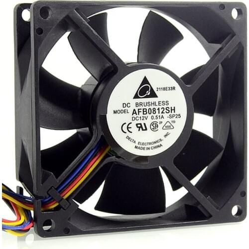 Delta New and Original authentic AFB0812SH 8025 80mm 0.51A 8CM winds of single ball bearing cooling fan 80*80*25mm