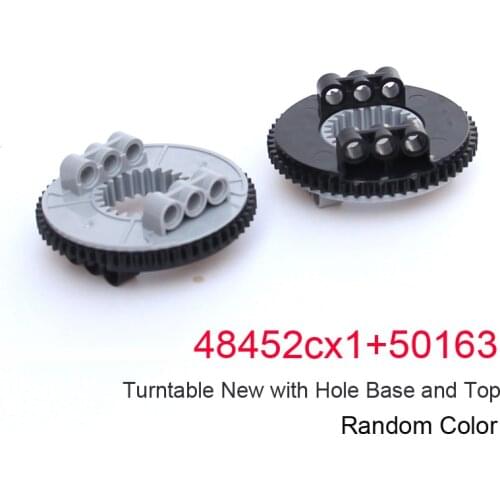 Technical Turntable New with Hole Base and Top Building Blocks Brick MOC Parts Toys For Kids Machine 48452cx1+50163 4pcs/Lot