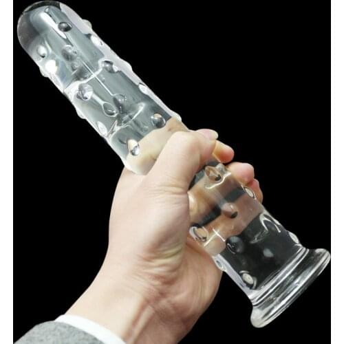 Large Textured Sensual Glass Dildo Particles Huge Big Glass Anal Dildos for Women G Spot Vagina Masturbator Sex Toys No Vibrator
