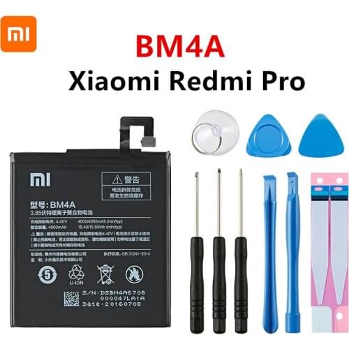 Xiao mi 100% Orginal BM4A 4000mAh Battery For Xiaomi Hongmi Redmi Pro BM4A High Quality Phone Replacement Batteries +Tools