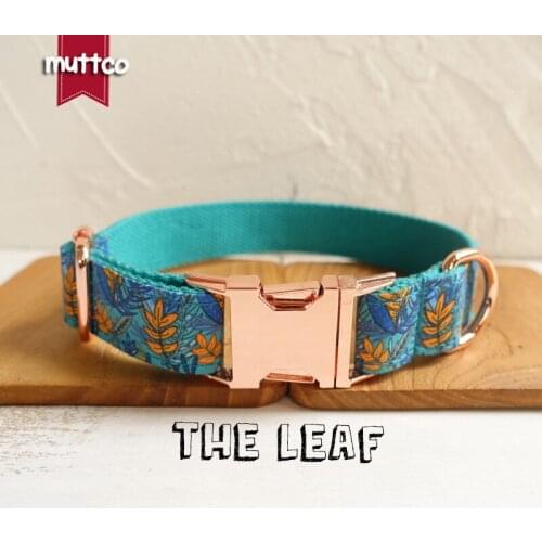10pcs/lot MUTTCO wholesale colorful useful collar handmade dog collar THE LEAF 5 sizes dog collar leash UDC066M