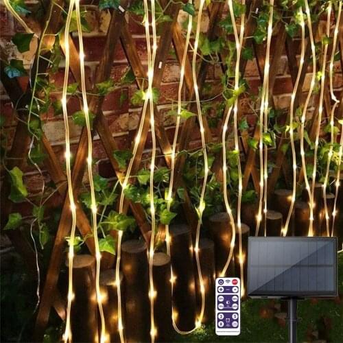 12/22/32M Solar Rainbow Tube Light String Remote Control PVC Waterproof Tube Rope LED Strip for Holiday Patio Garden Decoration