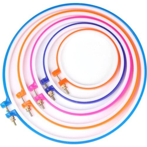 Plastic Cross Adjustable Sewing Tool Plastic Embroidery Cross Stitch Hoop Ring Photo Frame home tools mix color supply 9.5-27cm
