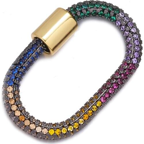 Diy Handmade Necklace Gold Color Jewelry Clasps Lock Carabiner Copper Connector Screw Claps Micro Pave CZ For Jewelry Making